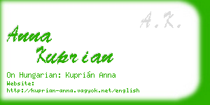 anna kuprian business card